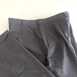 Mens Roundtree And Yorke Travel Smart Dress Pants Pleated Cuffed Gray Navy 34x32